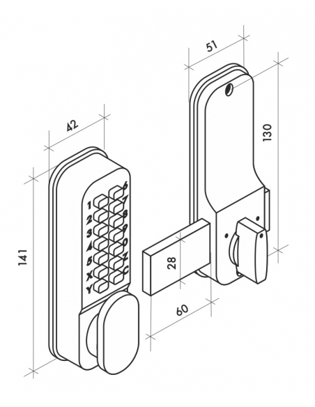 Verrou à combinaison mécanique pour porte d'entrée, 8 chiffres ou lettres, chromé mat - THIRARD Verrou de porte