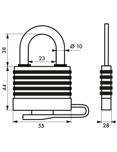 Cadenas à clé Slice, acier, extérieur, anse acier, 50mm, 2 clés - THIRARD Cadenas