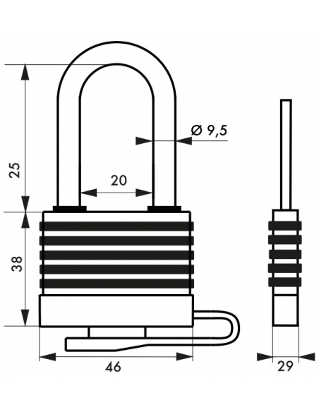 Cadenas à clé Slice, acier, extérieur, anse 1/2 acier, 40mm, 2 clés - THIRARD Cadenas