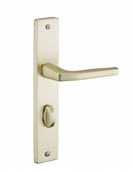 Ensemble de poignées pour porte intérieure Picardie à condamnation, carré 8mm, entr'axes 195mm, couleur champagne - THIRARD P...