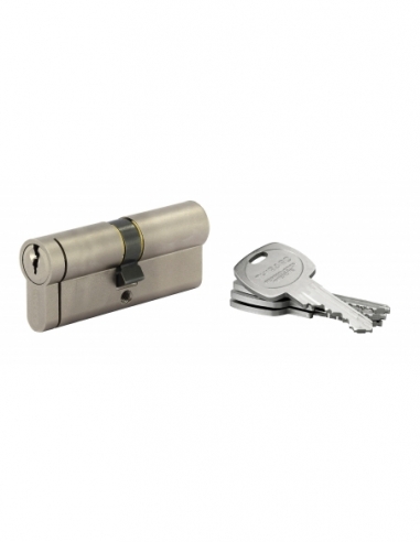 Cylindre de serrure double entrée HG5+, 40x40mm, nickel, anti-arrachement, anti-perçage, anti-casse, 5 clés - THIRARD Cylindr...