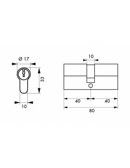 Cylindre de serrure double entrée HG5+, 40x40mm, nickel, anti-arrachement, anti-perçage, anti-casse, 5 clés - THIRARD Cylindr...