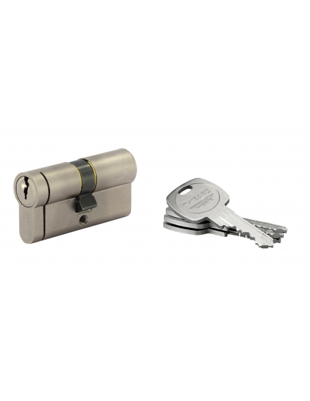 Cylindre de serrure double entrée HG5+, 30x30mm, nickel, anti-arrachement, anti-perçage, anti-casse, 5 clés - THIRARD Cylindr...