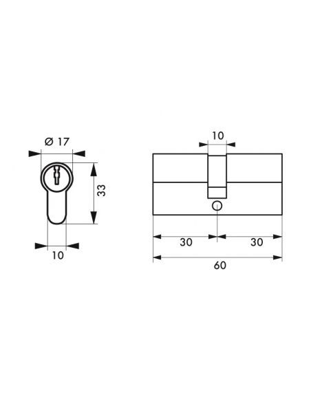 Cylindre de serrure double entrée HG5+, 30x30mm, nickel, anti-arrachement, anti-perçage, anti-casse, 5 clés - THIRARD Cylindr...