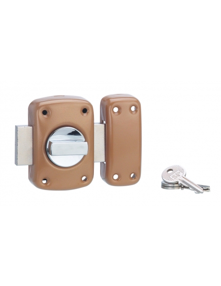 Verrou à bouton 3010 pour porte intérieure, cylindre Ø21x35mm, bronze, 3 clés - Serrurerie de Picardie Stock mort