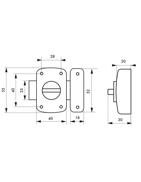 Verrou automatique pour porte d'ameublement, 40mm, bronze - Serrurerie de Picardie Verrou de meuble