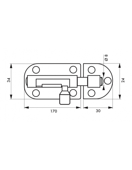 Targette pour meuble, 200mm, nickel satin, pêne rond - Serrurerie de Picardie Targette