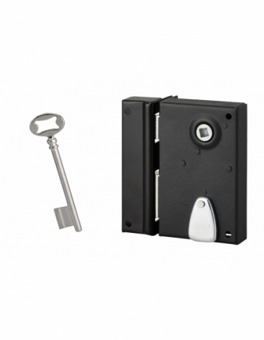 Serrure verticale en applique à clé pour porte intérieure, gauche, 70x110mm, noir, 1 clé - Serrurerie de Picardie Serrures en...