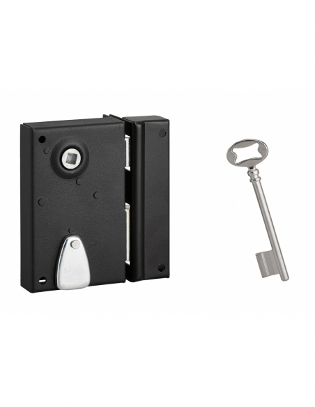 Serrure verticale en applique à clé pour porte intérieure, droite, 70x110mm, noir, 1 clé - Serrurerie de Picardie Serrures en...