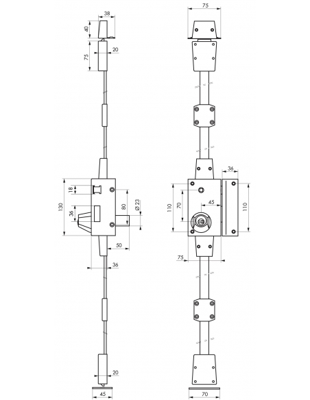 Serrure en applique à cylindre à fouillot pour entrée, 3 pts, droite, bronze, 4 clés réversibles - Serrurerie de Picardie Sto...