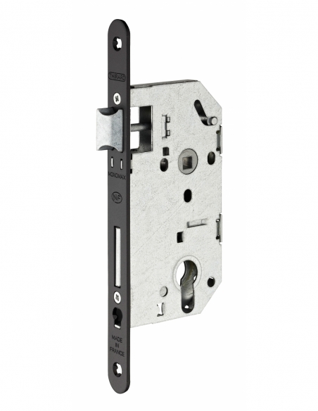 Boitier de serrure encastrable à cylindre pour porte d'entrée, axe 50mm, bouts ronds - Serrurerie de Picardie Stock mort