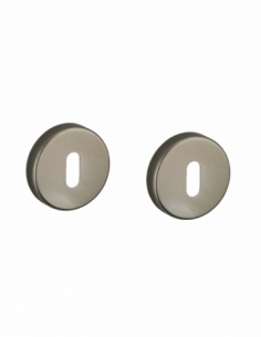 Paire de rosaces, à clé, nickelé satiné - SP Rosace