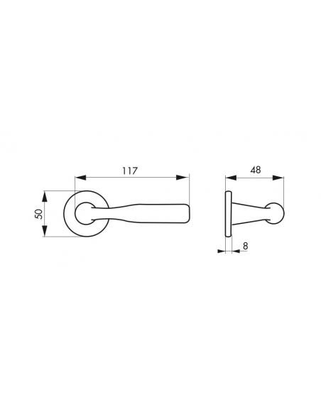 Paire de béquilles Junon pour porte, carré 7mm, nickelé brossé - Serrurerie de Picardie Poignée sur rosace