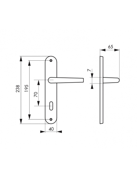 Ensemble de poignées pour porte intérieure Vesta trou de clé, entr'axes 195mm, nickelé satiné - Serrurerie de Picardie Poignée