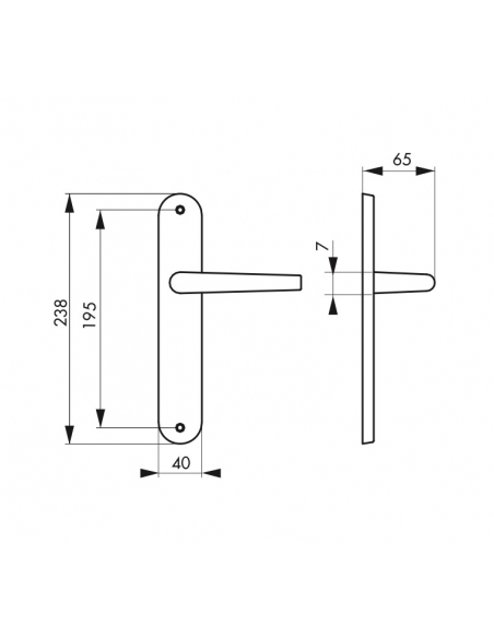 Ensemble de poignées pour porte intérieure Vesta sans trou, entr'axes 195mm, nickelé satiné - Serrurerie de Picardie Poignée