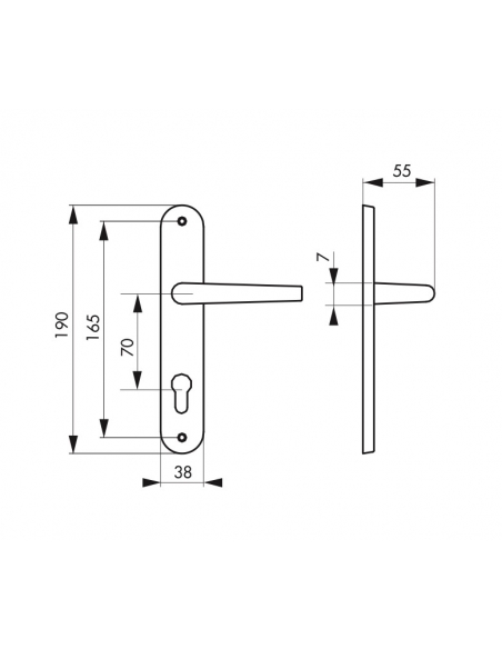 Ensemble de poignées pour porte d'entrée Vesta trou de cylindre, entr'axes 165mm, nickelé satiné - Serrurerie de Picardie Poi...