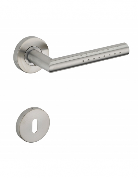 Paire de béquilles avec rosaces pour porte, carré 7mm, inox - Serrurerie de Picardie Poignée sur rosace