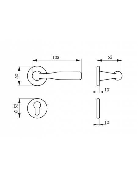 Paire de béquilles avec rosaces pour porte, carré 7mm, inox - Serrurerie de Picardie Poignée sur rosace