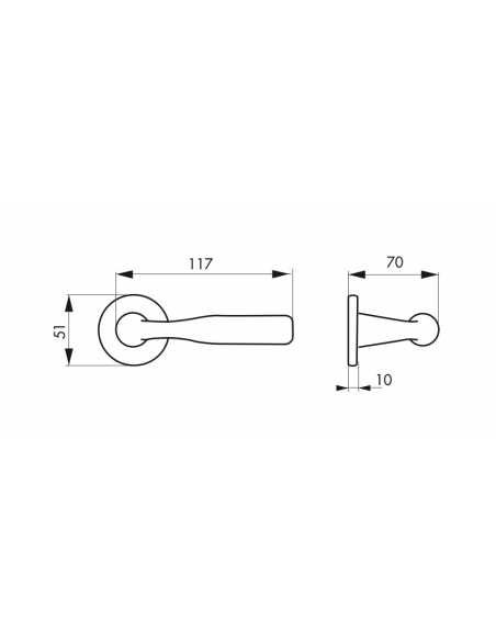 Paire de béquilles pour porte, laiton, carré 7mm - Serrurerie de Picardie Poignée sur rosace