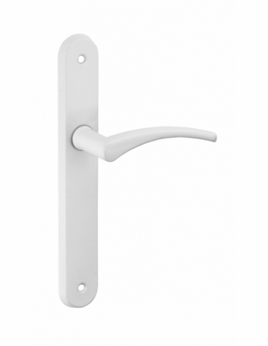 Ensemble de poignées pour porte intérieure Hebe sans trou, entr'axes 195mm, laqué blanc - Serrurerie de Picardie Stock mort