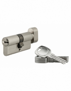 Cylindre de serrure à bouton, 30Bx30mm, nickel, 5 clés réversibles - Serrurerie de Picardie Stock mort
