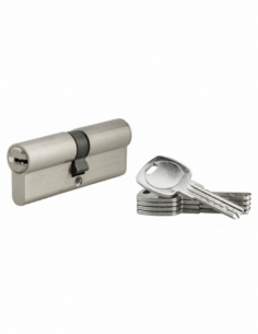 Cylindre de serrure à double entrée, 35x45mm, nickel, 5 clés réversibles - Serrurerie de Picardie Stock mort