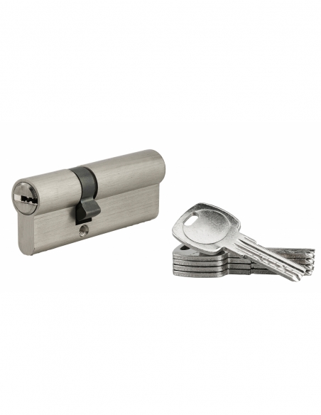 Cylindre de serrure à double entrée, 30x50mm, nickel, 5 clés réversibles - Serrurerie de Picardie Stock mort