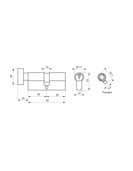 Cylindre de serrure à bouton, 30Bx30mm, nickel, 3 clés - Serrurerie de Picardie Cylindre de serrure