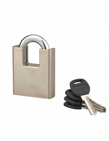 Cadenas à clé Quadra, chantier, 60mm, anse protégée acier cémenté nickelé, 4 clés réversibles - Serrurerie de Picardie Stock ...