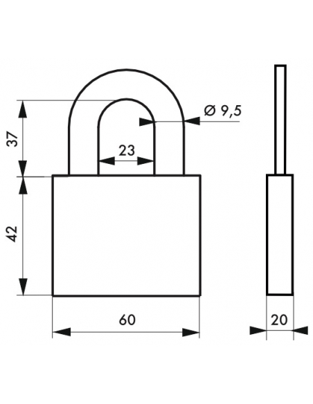 Cadenas à clé rectangulaire Disk, chantier, 60mm, anse acier cémenté nickelé, 4 clés - Serrurerie de Picardie Cadenas