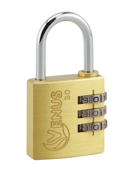Cadenas à code Venus, intérieur, 30mm, anse acier nickelé, 3 chiffres - SP Cadenas à combinaison