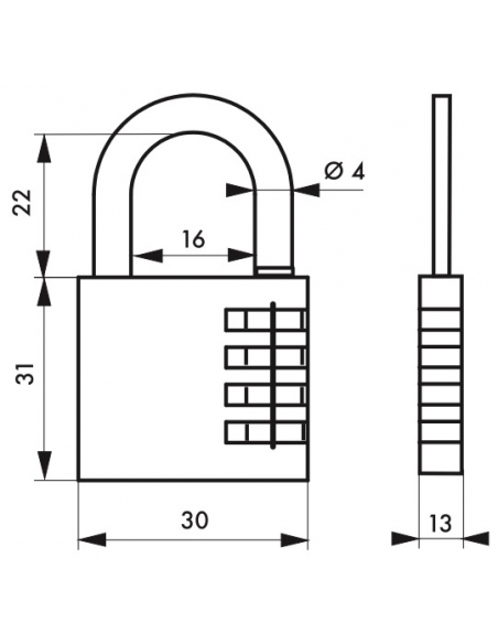 Cadenas à code Venus, intérieur, 30mm, anse acier nickelé, 3 chiffres - SP Cadenas à combinaison