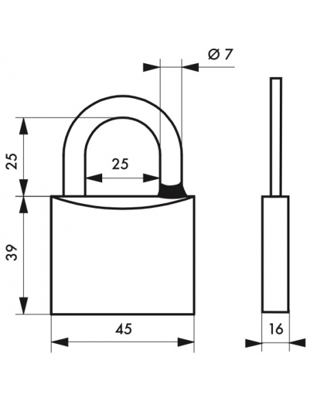 Cadenas à clé SP, anti-corrosion, 45 mm anse inox, 2 clés laiton - Serrurerie de Picardie Cadenas