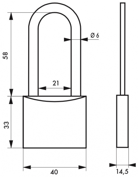 Cadenas à clé SP, intérieur, 40 mm, anse 1/2 haute acier cémenté, 2 clés - Serrurerie de Picardie Cadenas