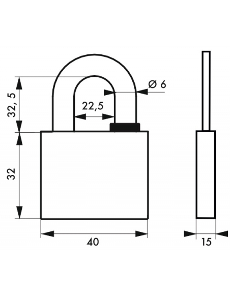 Cadenas à clé SP, extérieur, 40mm, anse acier cémenté nickelé, 4 clés réversibles - Serrurerie de Picardie Cadenas