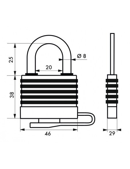 Cadenas à clé SP, extérieur, 40mm, gainé PVC, anse acier cémenté nickelé, 2 clés - Serrurerie de Picardie Cadenas