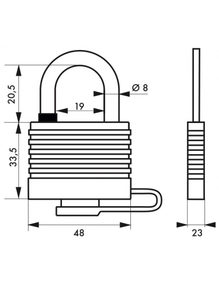 Cadenas à clé SP, anti-corrosion, 40mm, gainé PVC, anse inox, 2 clés - Serrurerie de Picardie Cadenas à clé