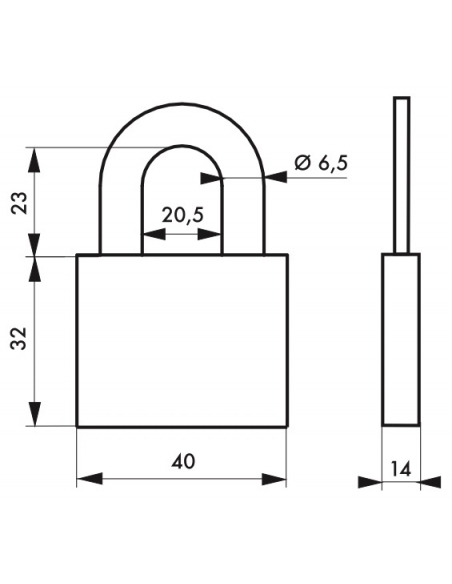 Cadenas à clé, intérieur, ovale, 40mm, anse acier cémenté nickelé, 2 clés - Serrurerie de Picardie Stock mort