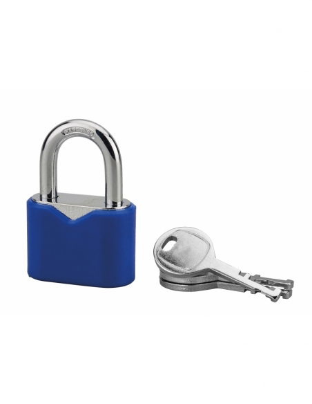 Cadenas à clé, intérieur, ovale, 40mm, gainé PVC, anse acier cémenté, 3 clés - SP Cadenas à clé