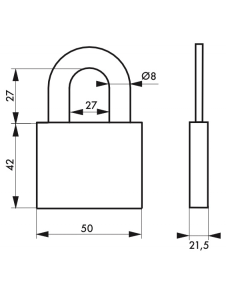 Cadenas à clé, intérieur, ovale, 50 mm, anse acier cémenté, 3 clés - Serrurerie de Picardie Cadenas