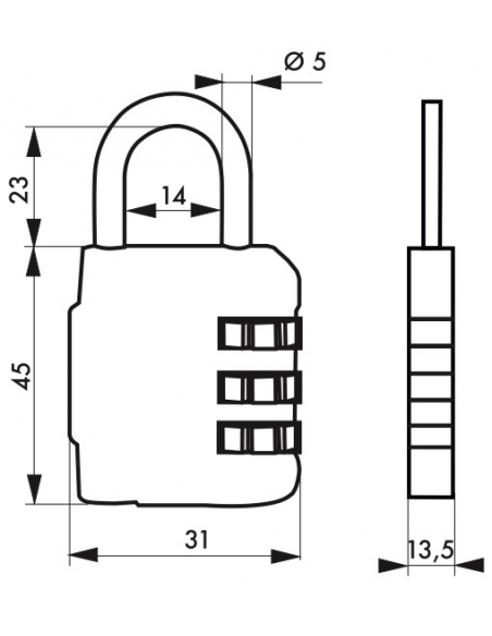 Cadenas à code SP 376, bagage, 31mm, anse acier nickelé, 3 chiffres - Serrurerie de Picardie Cadenas à combinaison