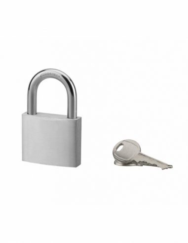 Cadenas à clé, extérieur, alu, 50mm, anse acier nickelé, 2 clés - Serrurerie de Picardie Cadenas à clé