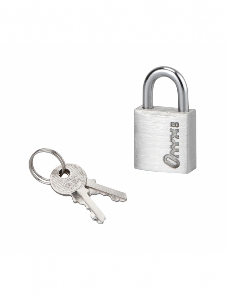 Cadenas à clé, bagage, 20mm, alu, anse acier nickelé, 2 clés - SP Cadenas à clé