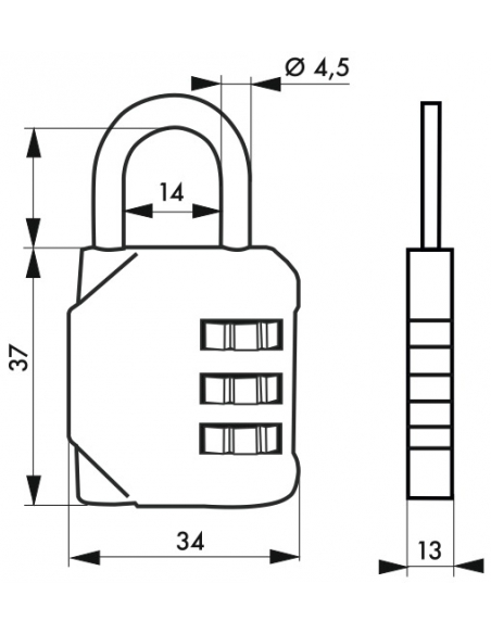 Cadenas à combinaison Club 2, 3 chiffres, intérieur, anse acier, 30mm - Serrurerie de Picardie Stock mort