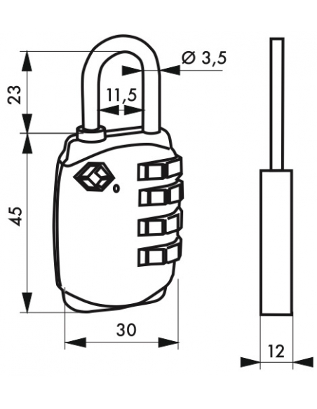 Cadenas à code TSA, bagage, 30mm, anse acier nickelé, 4 chiffres - Serrurerie de Picardie Stock mort