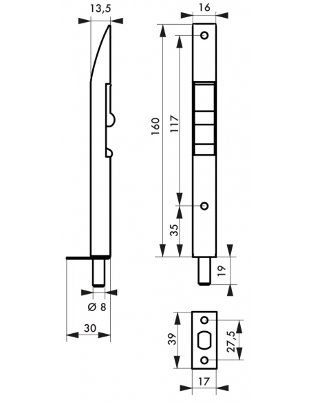 Verrou à onglet pour porte et fenêtre, 160mm, acier, zingué - THIRARD Verrou à onglet