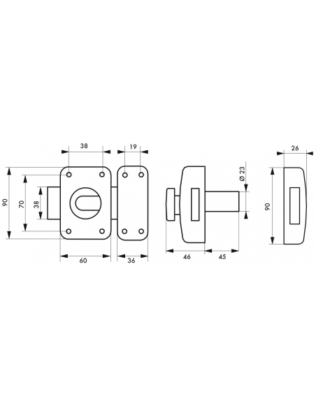 Verrou à bouton Trafic 6 pour porte d'entrée, cylindre 45mm, acier, 4 clés, époxy or - THIRARD Verrous