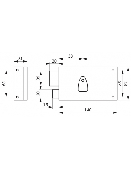 Serrure horizontale en applique 4 gorges pour porte d'entrée, gauche, axe 70mm, 140x82mm, noir, 2 clés - THIRARD Serrures en ...