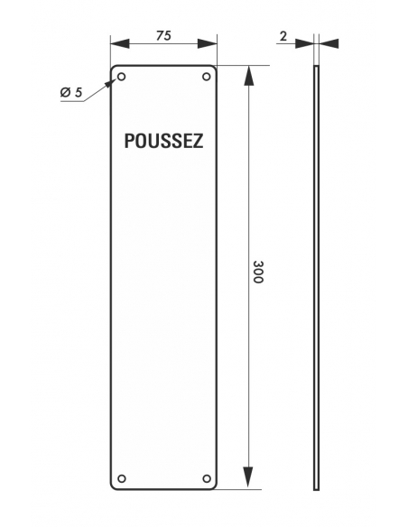 Plaque PUSH inox 300mm - THIRARD Plaque de propreté