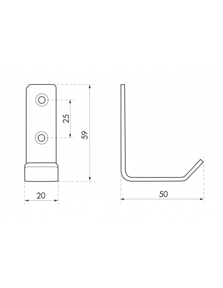 Patère, inox, H.59mm, satin - THIRARD Patère